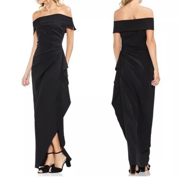 vince camuto off the shoulder crepe dress